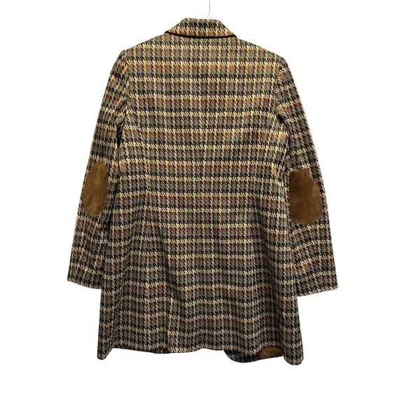 NWOT Tommy Hilfiger Women Brown Houndstooth Print Longline Blazer Jacket Coat 10 - Picture 10 of 15